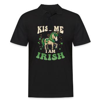 Irish Unicorn St Patricks Kiss Me Irish - Men's Polo Shirt - black - Front - Kai (181cm)