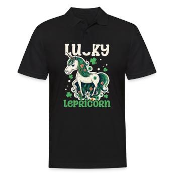Irish Unicorn St Patricks Lucky Lepricorn - Men's Polo Shirt - black - Front - Kai (181cm)
