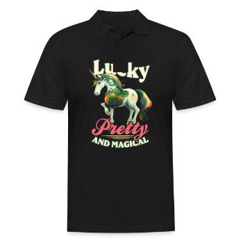 Irish Unicorn St Patricks Lucky And Magical - Men's Polo Shirt - black - Front - Kai (181cm)