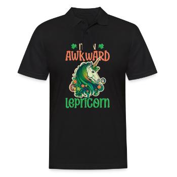 Irisches Einhorn St. Patricks Unbeholfenes Lepricorn - Männer Poloshirt - Schwarz - Vorne - Kai (181cm)