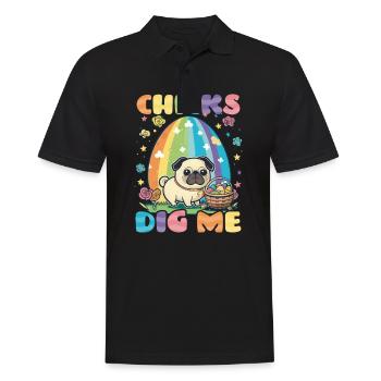 Christian Easter Chicks Dig Me Pug - Men's Polo Shirt - black - Front - Kai (181cm)
