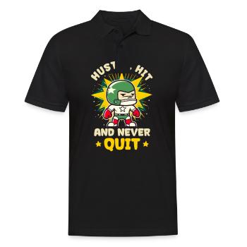 Football Lover Hustle Hit Never Quit - Männer Poloshirt - Schwarz - Vorne - Kai (181cm)