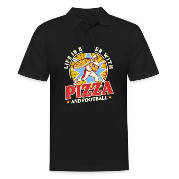 Fußballliebhaber besser mit Pizza und Fußball - Männer Poloshirt - Schwarz - Vorne - Kai (181cm)