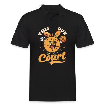 Basketball Ostern Das ist unser Hof-Osterhase - Männer Poloshirt - Schwarz - Vorne - Kai (181cm)
