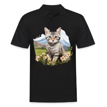 Cat Cats American Wirehair - Men's Polo Shirt - black - Front - Kai (181cm)