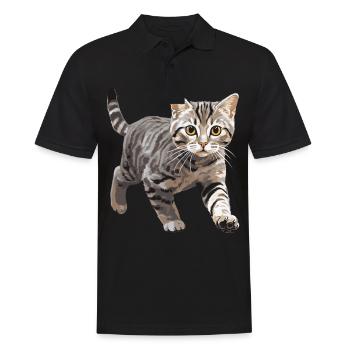 Cat Cats American Wirehair - Men's Polo Shirt - black - Front - Kai (181cm)