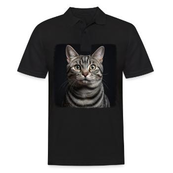 Chat Chats American Shorthair - Polo Homme - noir - Devant - Kai (181cm)