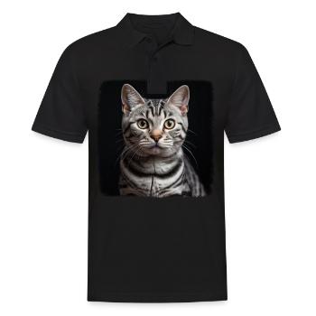 Chat Chats American Shorthair - Polo Homme - noir - Devant - Kai (181cm)