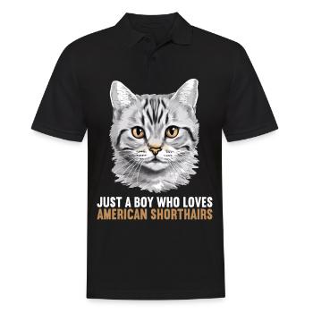 Chat Chats American Shorthair - Polo Homme - noir - Devant - Kai (181cm)