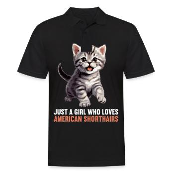 Chat Chats American Shorthair - Polo Homme - noir - Devant - Kai (181cm)