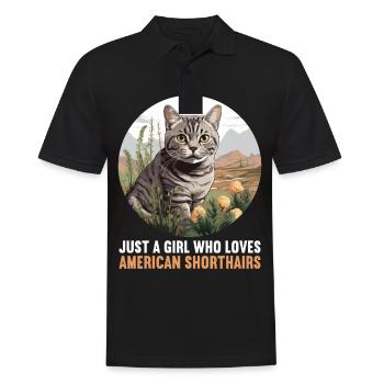 Chat Chats American Shorthair - Polo Homme - noir - Devant - Kai (181cm)
