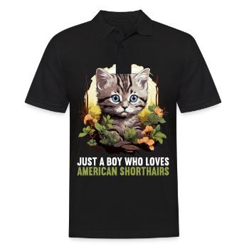 Chat Chats American Shorthair - Polo Homme - noir - Devant - Kai (181cm)