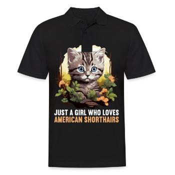 Chat Chats American Shorthair - Polo Homme - noir - Devant - Kai (181cm)