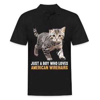 Cat Cats American Wirehair - Men's Polo Shirt - black - Front - Kai (181cm)