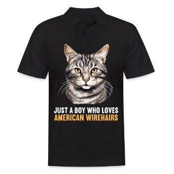 Cat Cats American Wirehair - Men's Polo Shirt - black - Front - Kai (181cm)
