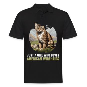 Chat Chats American Wirehair - Polo Homme - noir - Devant - Kai (181cm)