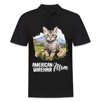 Chat Chats American Wirehair - Polo Homme - noir - Devant - Kai (181cm)