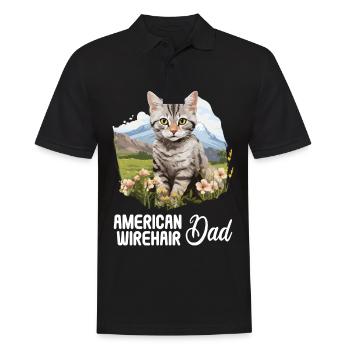 Cat Cats American Wirehair - Men's Polo Shirt - black - Front - Kai (181cm)