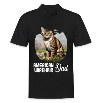 Chat Chats American Wirehair - Polo Homme - noir - Devant - Kai (181cm)