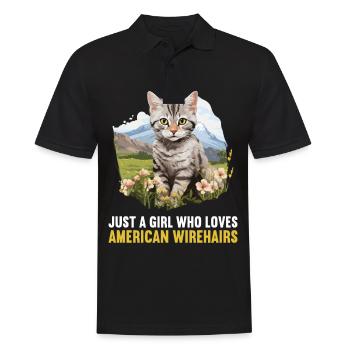 Chat Chats American Wirehair - Polo Homme - noir - Devant - Kai (181cm)