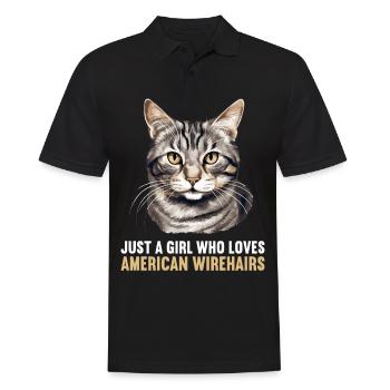 Chat Chats American Wirehair - Polo Homme - noir - Devant - Kai (181cm)