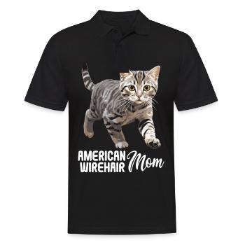 Chat Chats American Wirehair - Polo Homme - noir - Devant - Kai (181cm)