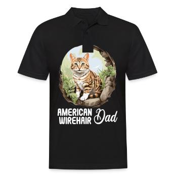 Cat Cats American Wirehair - Men's Polo Shirt - black - Front - Kai (181cm)