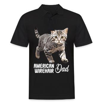 Cat Cats American Wirehair - Men's Polo Shirt - black - Front - Kai (181cm)