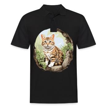 Cat Cats American Wirehair - Men's Polo Shirt - black - Front - Kai (181cm)