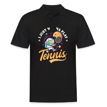 Tennis Player Astronaut Just Wanna Play - Men's Polo Shirt - black - Front - Kai (181cm)