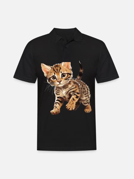 Bengal Cat Bengalkatze - Männer Poloshirt - Schwarz