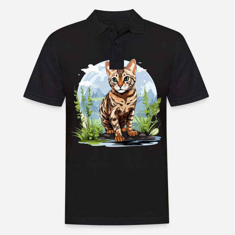 Bengal Cat Bengalkatze - Männer Poloshirt - Schwarz