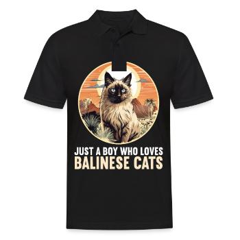 Chat balinais Balinesenkatze - Polo Homme - noir - Devant - Kai (181cm)