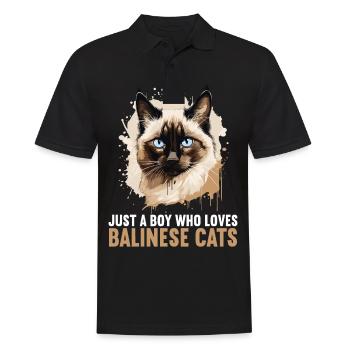 Chat balinais Balinesenkatze - Polo Homme - noir - Devant - Kai (181cm)