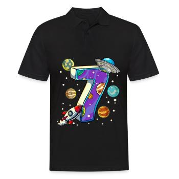 7 Anniversaire Astronaute de l’espace 7 ans - Polo Homme - noir - Devant - Kai (181cm)