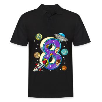 8 Birthday Space Space Astronaut 8 Years - Men's Polo Shirt - black - Front - Kai (181cm)