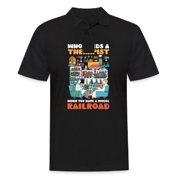 Model Railroad Who Needs Therapist When Have - Men's Polo Shirt - black - Front - Kai (181cm)