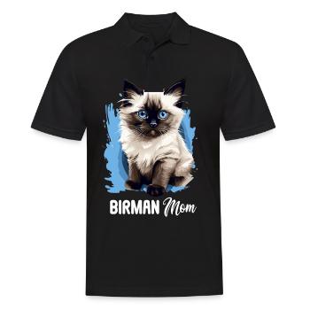 Birman Cat Birma Katze - Männer Poloshirt - Schwarz - Vorne - Kai (181cm)