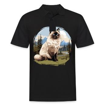Birman Cat Birma Katze - Männer Poloshirt - Schwarz - Vorne - Kai (181cm)