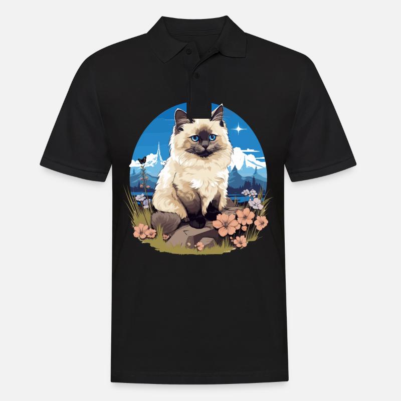 Birman Cat Birma Katze - Männer Poloshirt - Schwarz