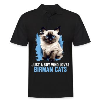 Birman Cat Birma Katze - Männer Poloshirt - Schwarz - Vorne - Kai (181cm)