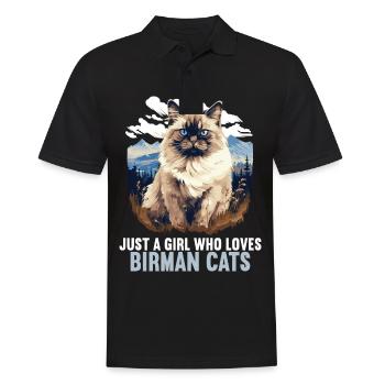 Birman Cat Birma Katze - Männer Poloshirt - Schwarz - Vorne - Kai (181cm)