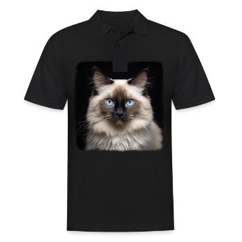 Birman Cat Birma Katze - Männer Poloshirt - Schwarz - Vorne - Kai (181cm)