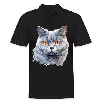 Cat Cats British Shorthair British Shorthair - Men's Polo Shirt - black - Front - Kai (181cm)