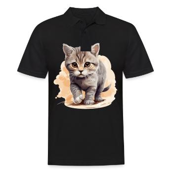 Cat Cats British Shorthair British Shorthair - Men's Polo Shirt - black - Front - Kai (181cm)