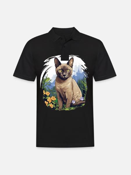Burmese Cat Burma Katze - Men's Polo Shirt - black