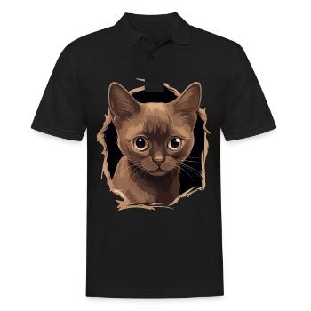Burmese Cat Burma Katze - Men's Polo Shirt - black - Front - Kai (181cm)
