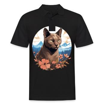Burmese Cat Burma Katze - Men's Polo Shirt - black - Front - Kai (181cm)