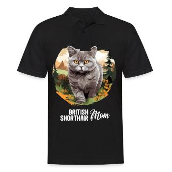 Cat Cats British Shorthair British Shorthair - Men's Polo Shirt - black - Front - Kai (181cm)