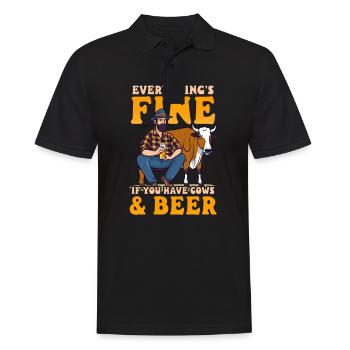 Kuhbauer in Ordnung, wenn Kühe und Bier haben - Männer Poloshirt - Schwarz - Vorne - Kai (181cm)